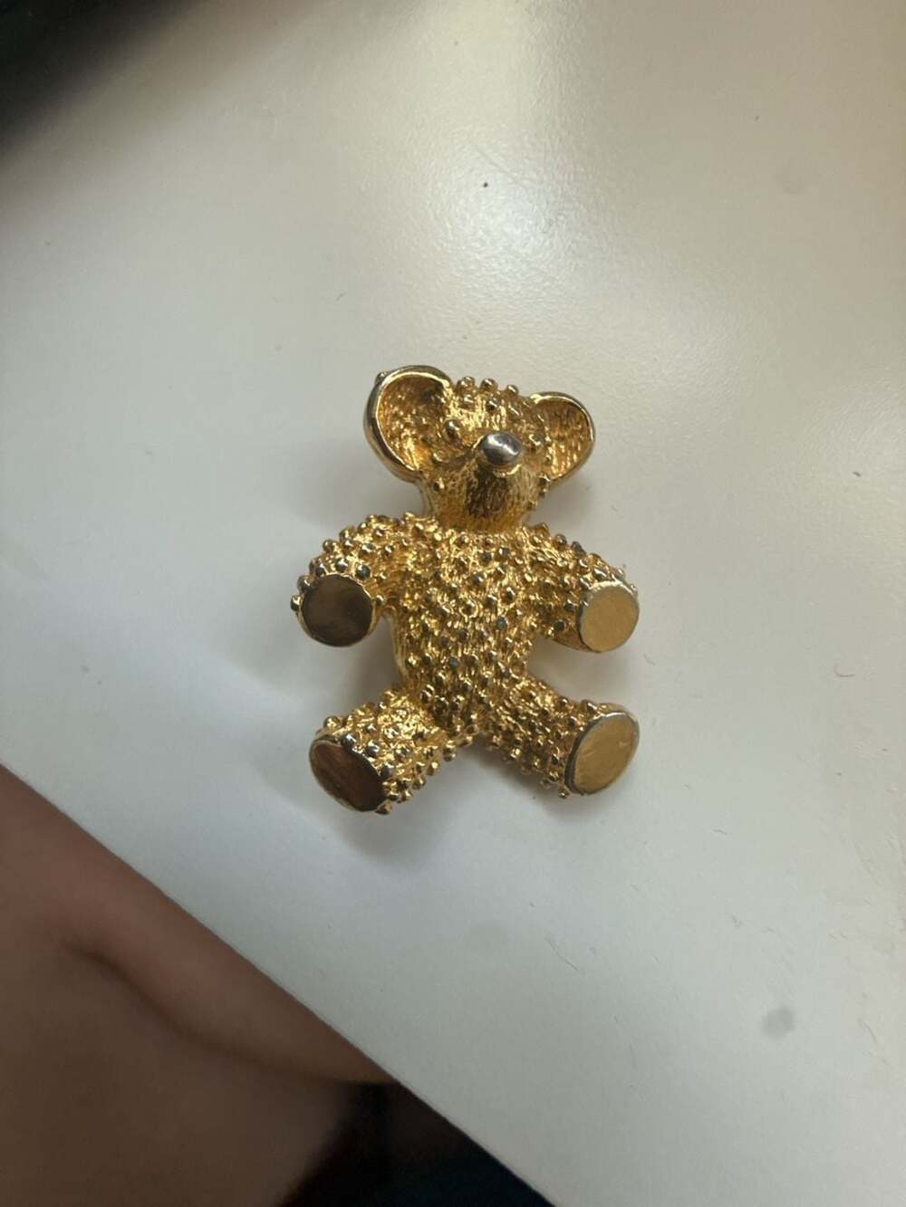 Vintage Marcel Boucher 8091P Textured Gold Tone Teddy Bear Brooch